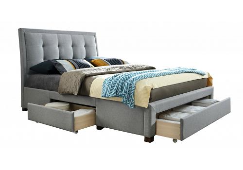 4ft6 Double Grey Fabric, Shelley Curved Back,3 Drawer Storage Bed Frame 1